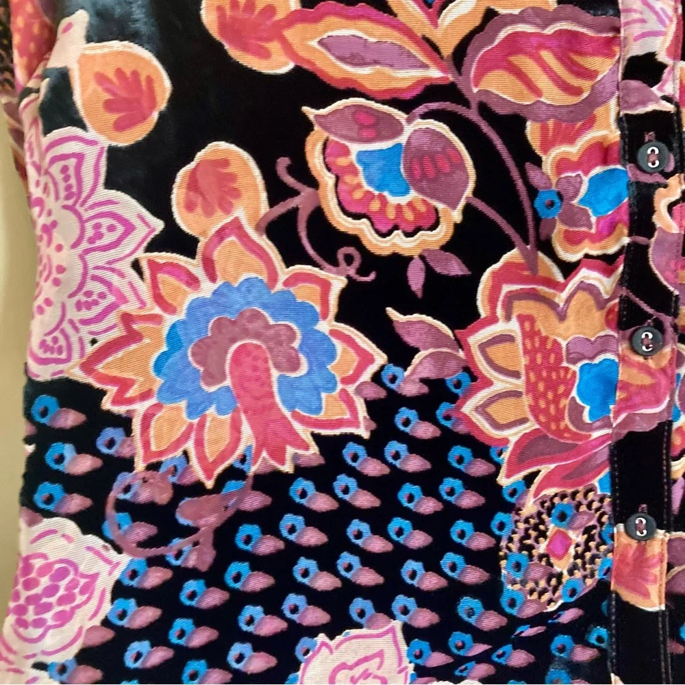 NEW Johnny Was Yrene Burnout Blouse Alvarado w/ Tank Top Velvet Silk Black Sz S - Picture 13 of 16